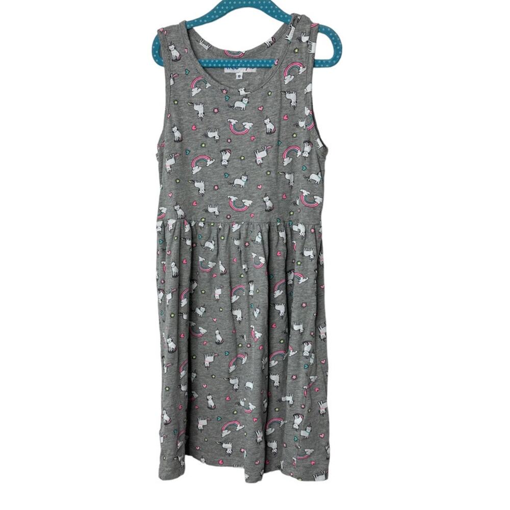 FreeStyle Gray Caticorn & Rainbow Sleeveless Tank Dress Girl's Size 10